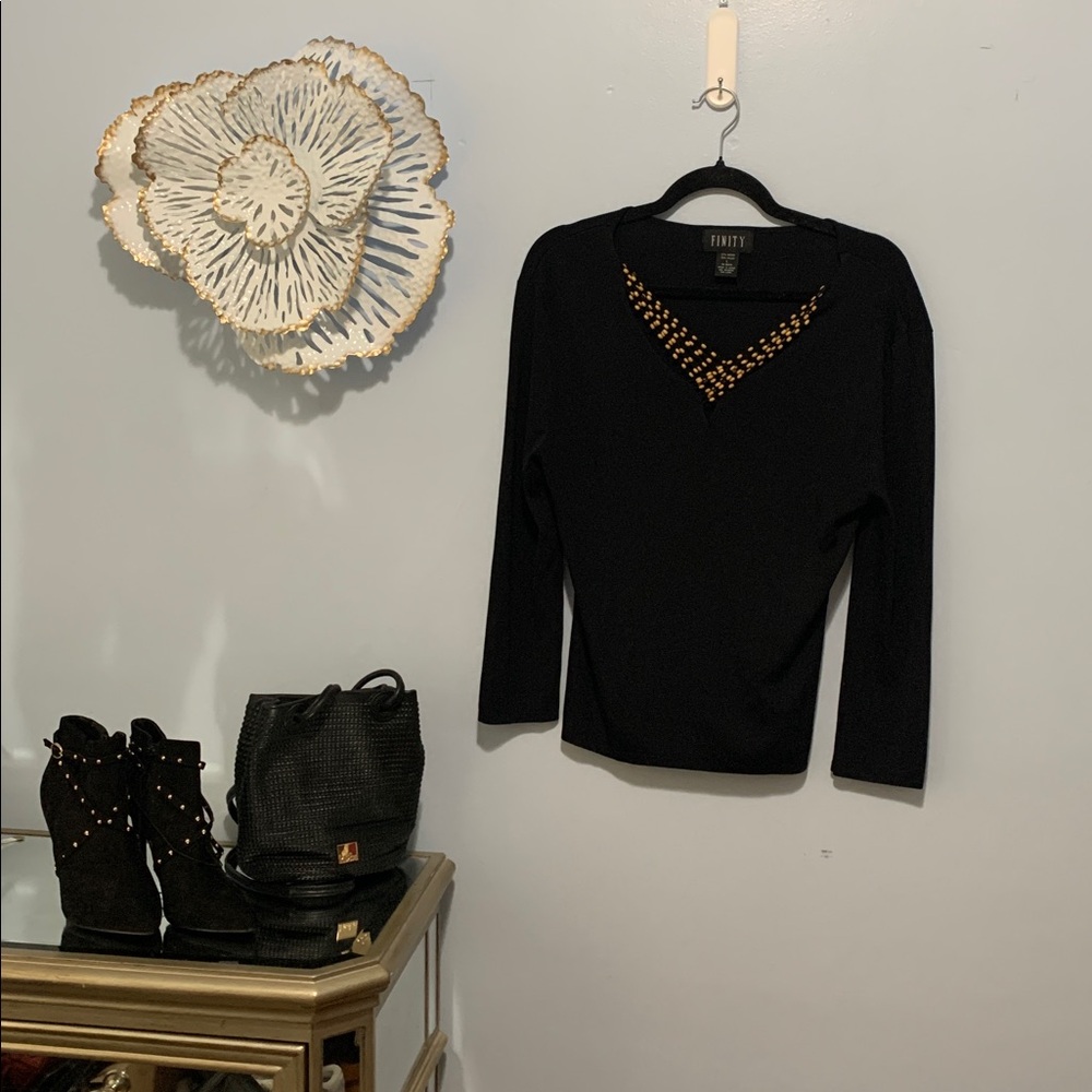 Finity black large beaded top